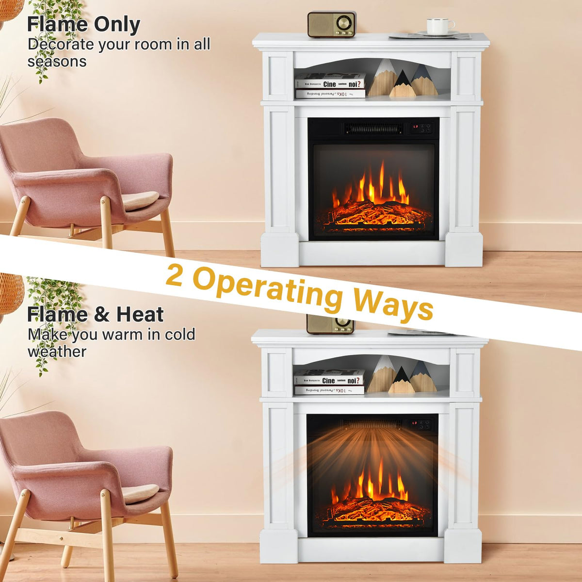 Electric Fireplace with Mantel