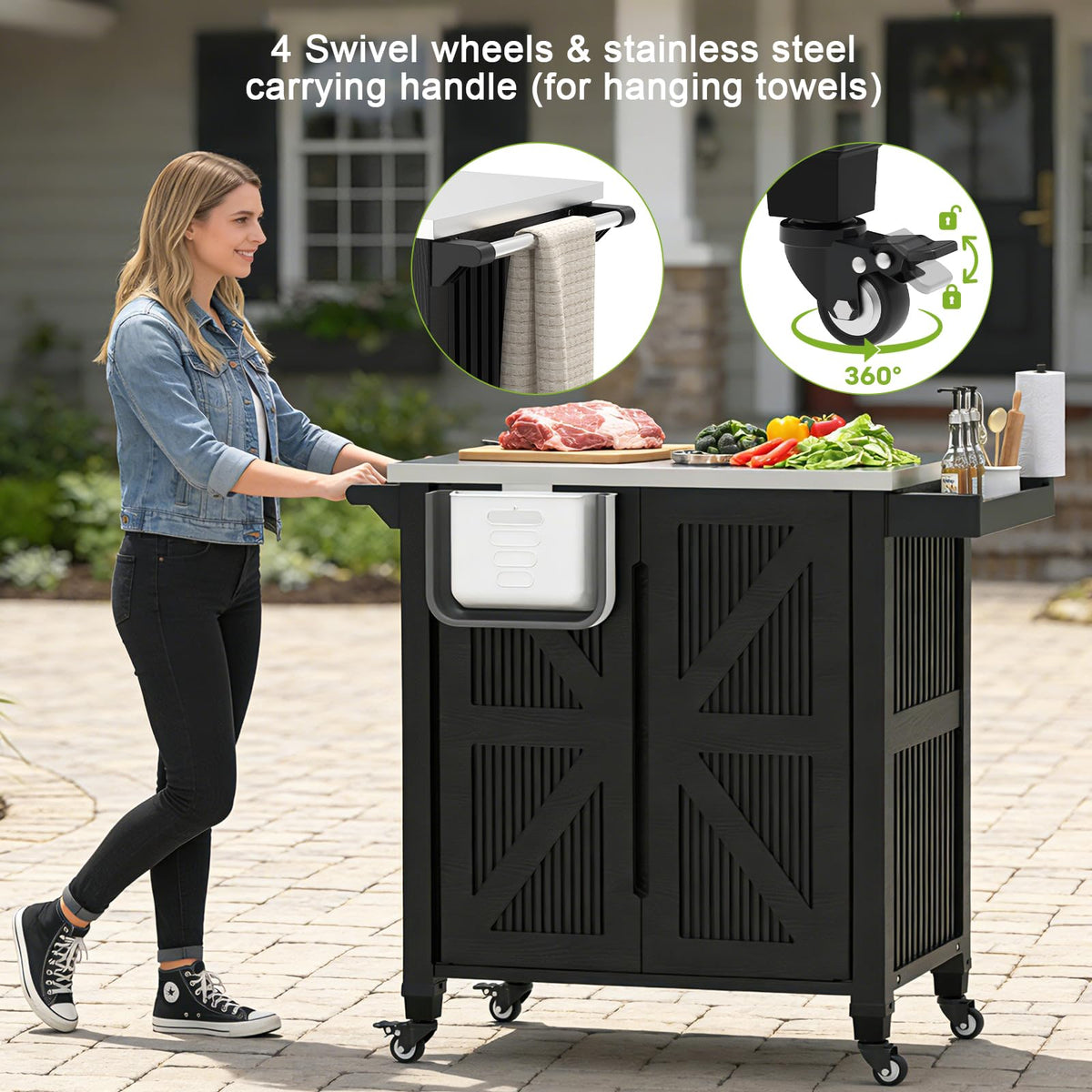 Outdoor Grill Cart with Stainless Steel Top