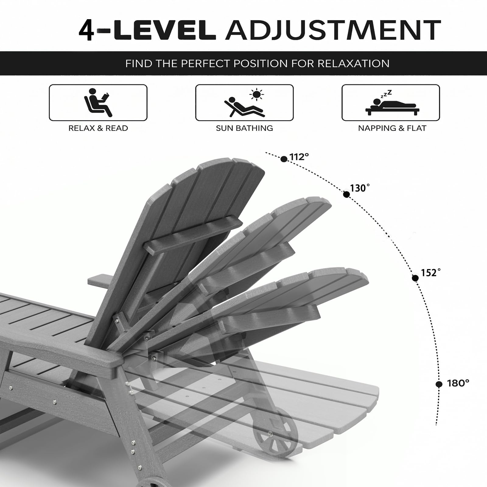 HDPE Adjustable Outdoor Chaise Lounge Chair