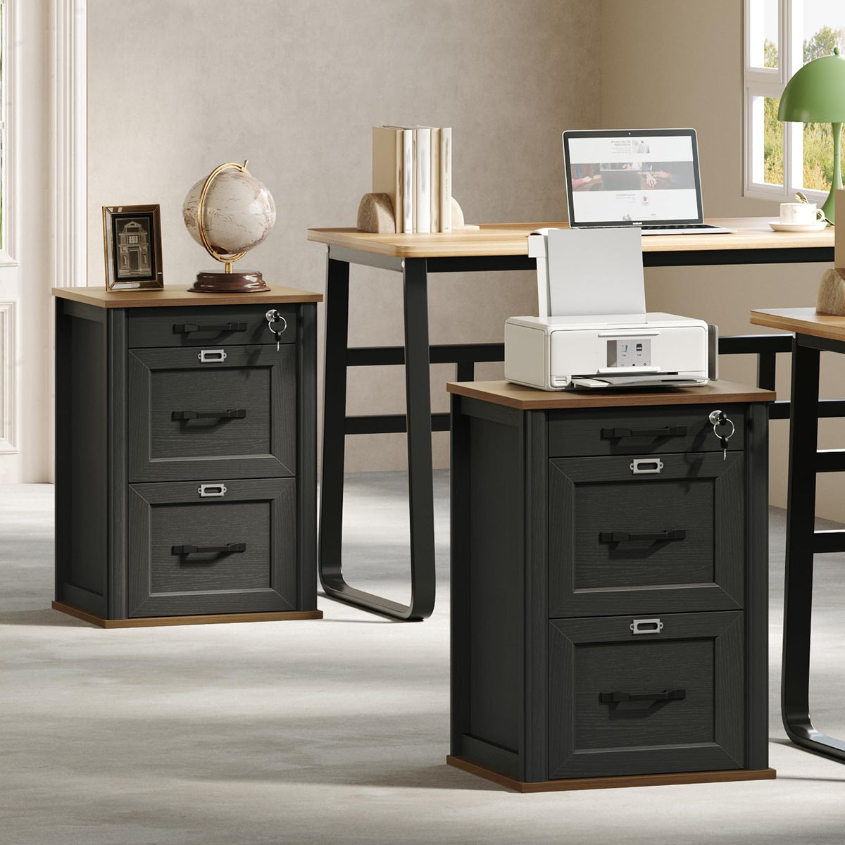 3-Drawer Locking File Cabinet Set of 2