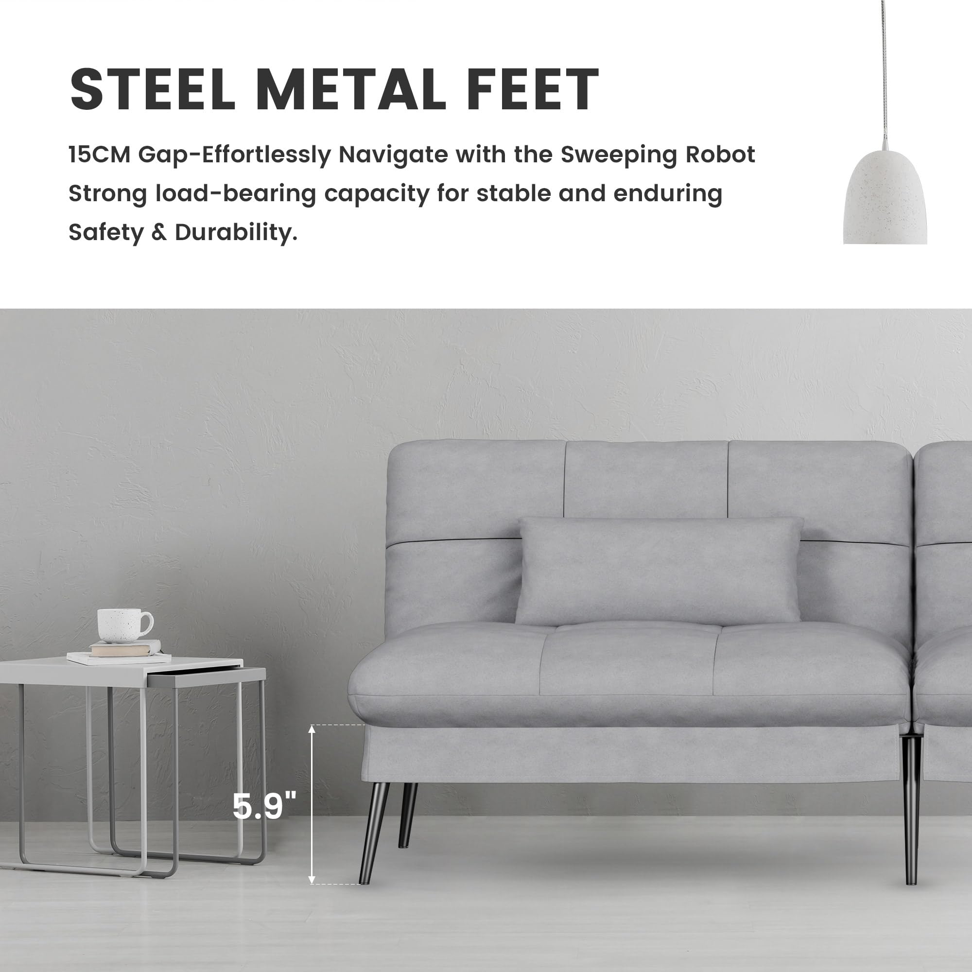 Convertible Futon Sofa Bed with Adjustable Backrest