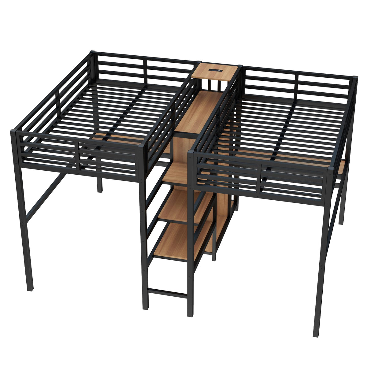 Twin Double Loft Bed with Desk and Wardrobe