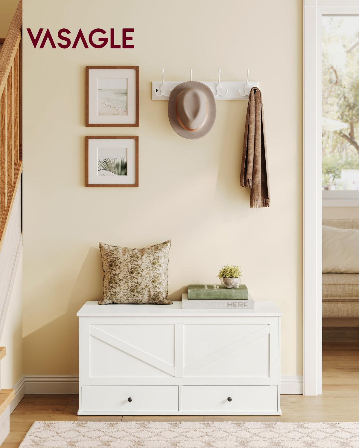Farmhouse Storage Bench with Drawers