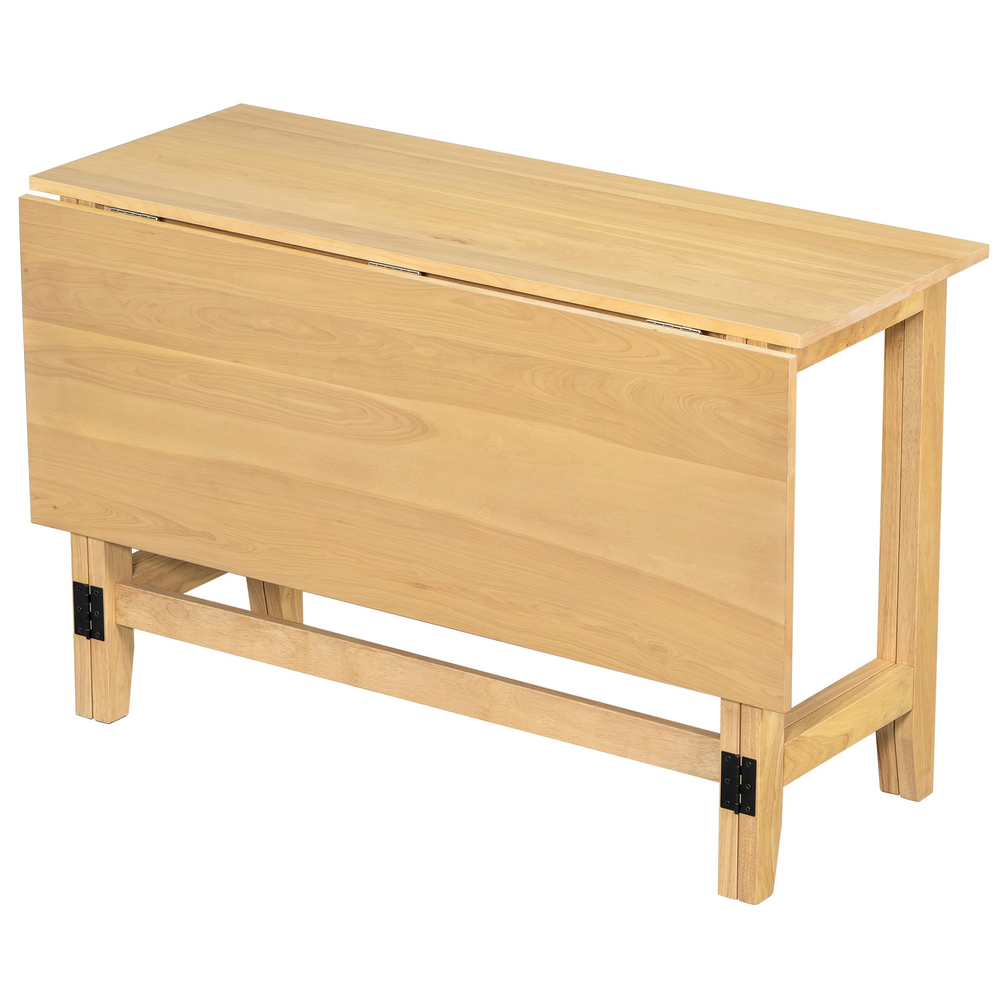 Merax Farmhouse Wood Extendable Dining Table with Drop Leaf for Small Places, Modern Freestanding Scalable Desk for Kitchen & Living Room, Natural