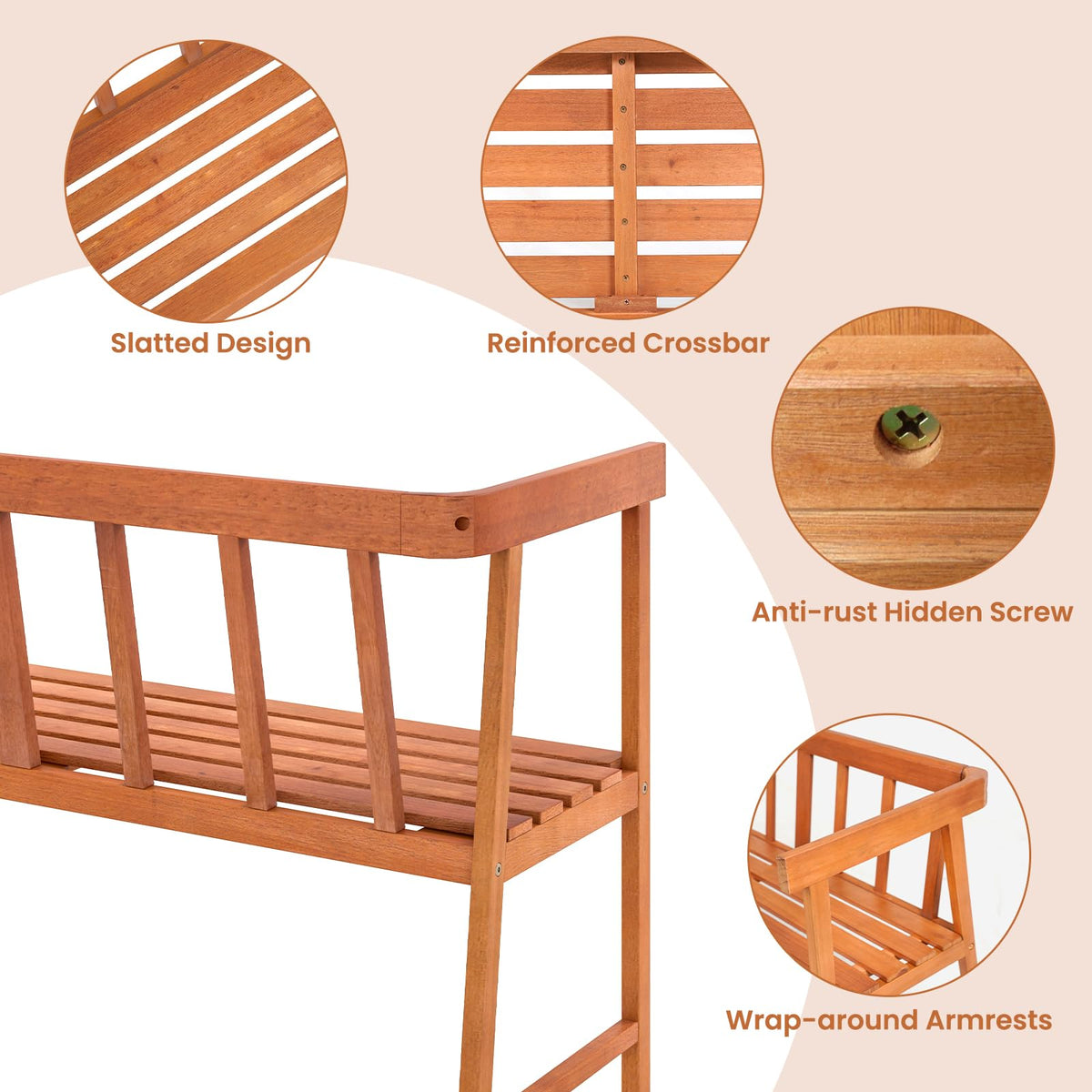 Eucalyptus Wood Outdoor Bench