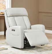 CHITA Genuine Leather Power Recliner Chair, Swivel Rocker, Creamy Grey