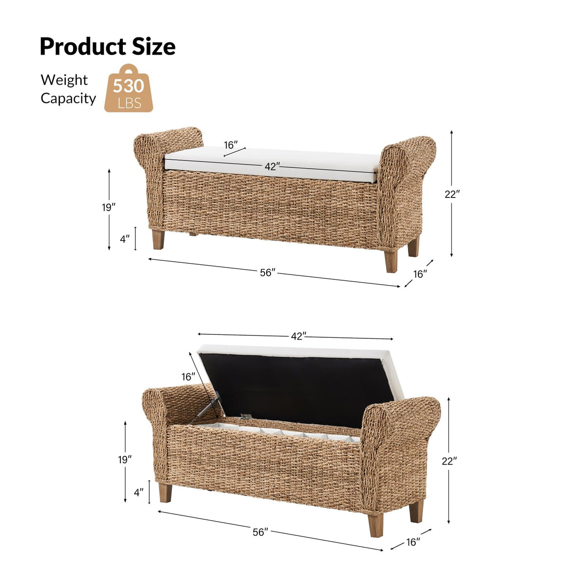 Water Hyacinth Storage Bench