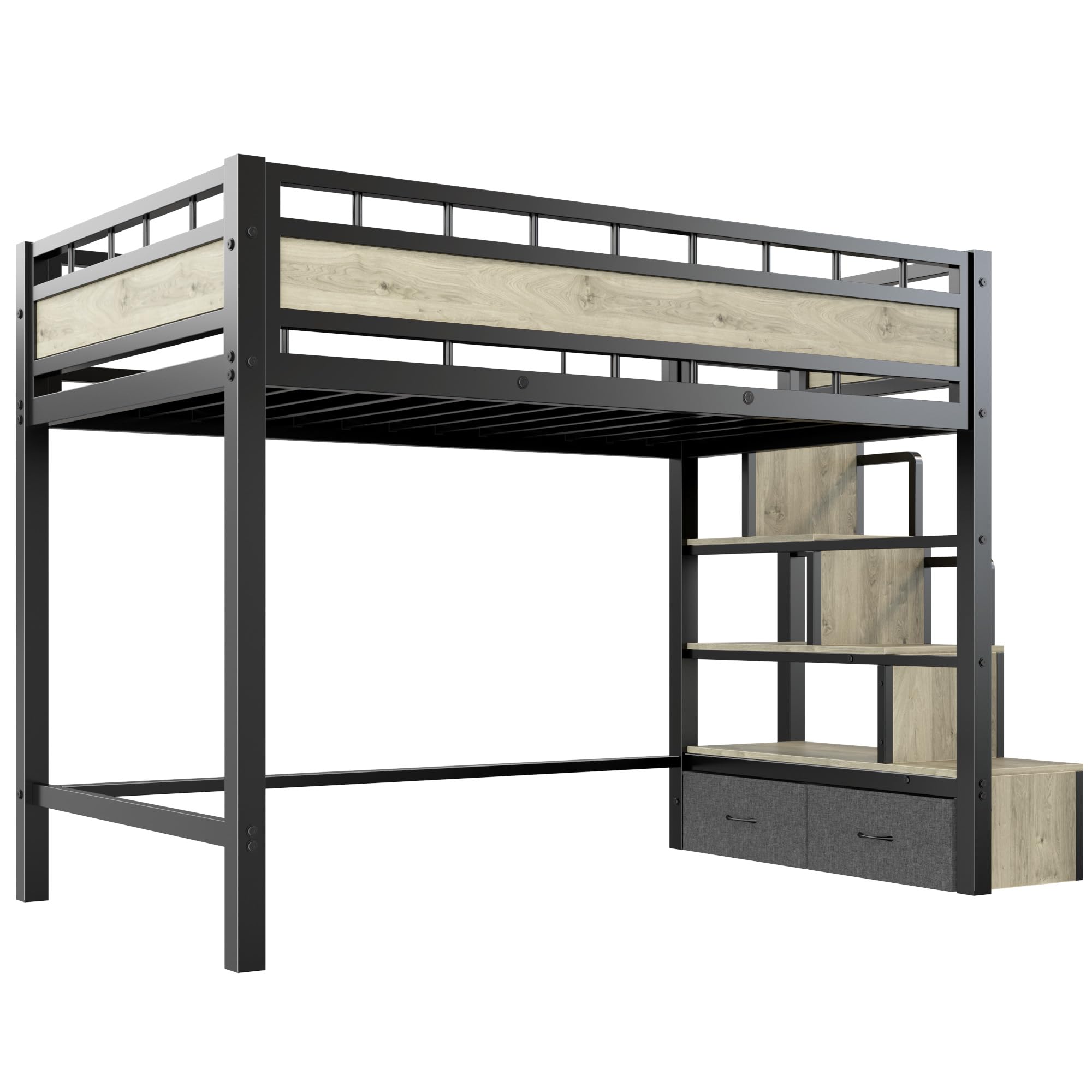 Twin Loft Bed with Storage Stairs