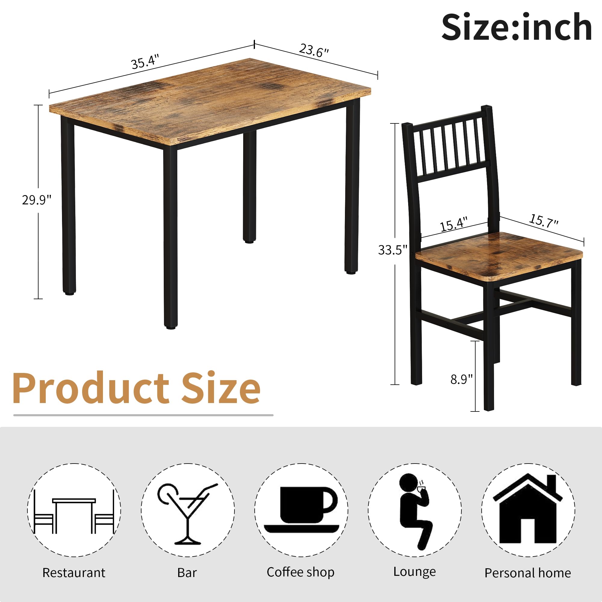 3-Piece Dining Table Set for 2