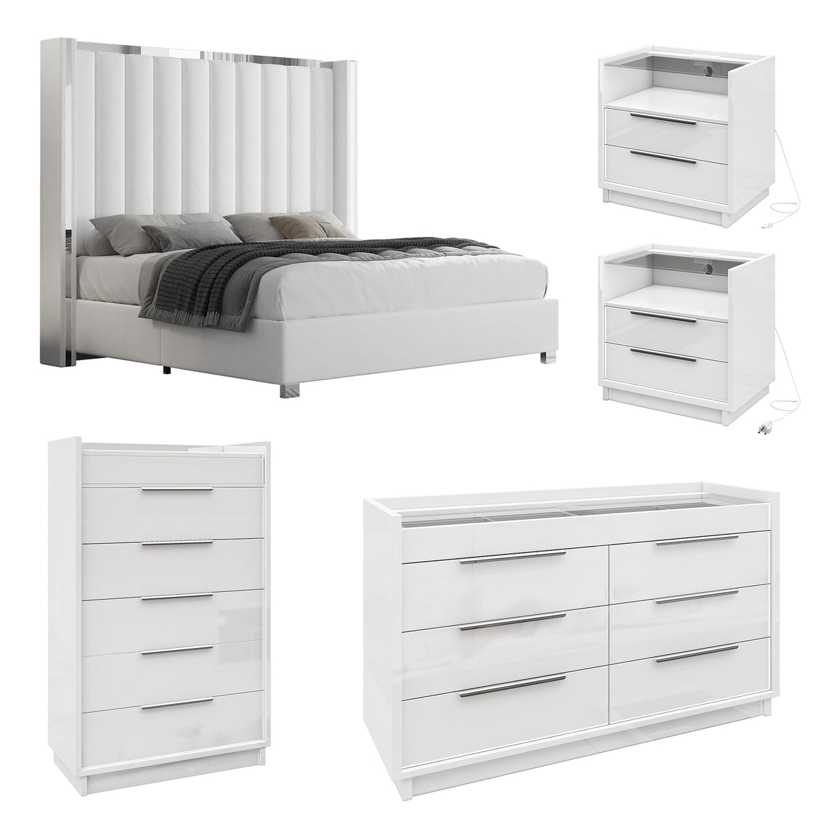5-Piece King Bedroom Set with Charging Nightstands