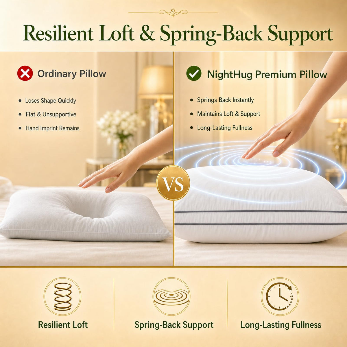 Goose Down Pillows Set of 2, King Size Hotel Quality Sleeping Pillows