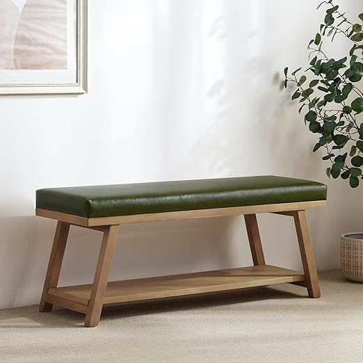 Upholstered Entryway Storage Bench with Shoe Rack