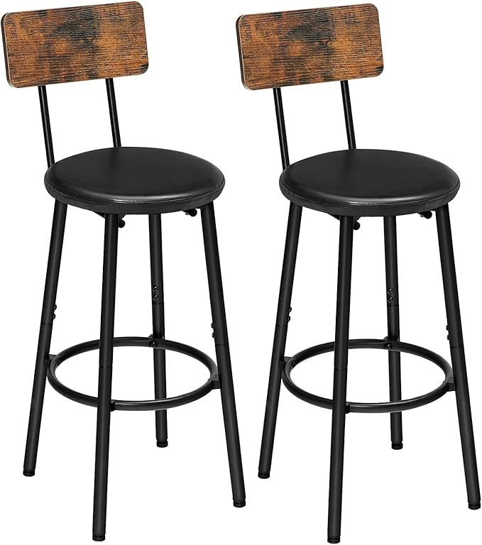 Bar Stools Set of 2 with Back & Footrest