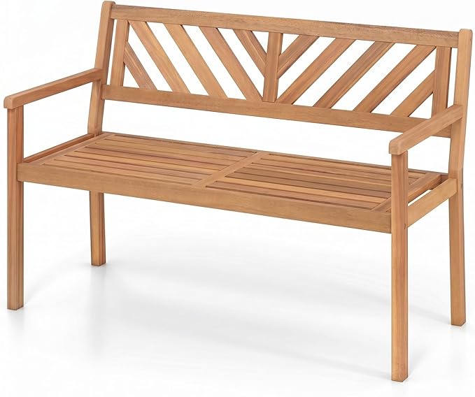 Acacia Wood Outdoor Bench – 2-Person Loveseat