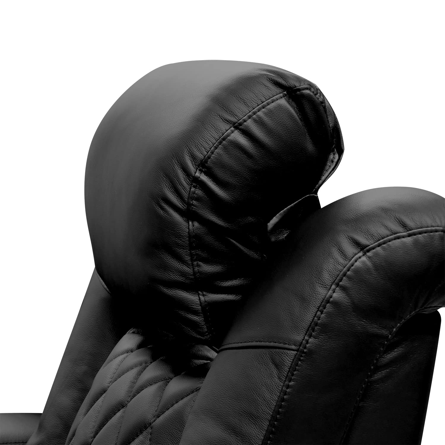 Valencia Tuscany Slim Home Theater Seating | Premium Top Grain Italian Nappa 11000 Leather, Power Reclining, Lumbar Support, Headrest, LED Lighting (Row of 3 Loveseat Left, Black)