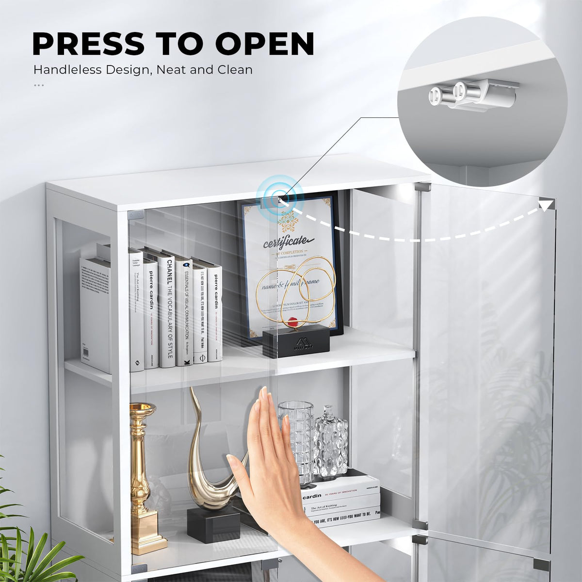 4-Tier LED Glass Display Cabinet