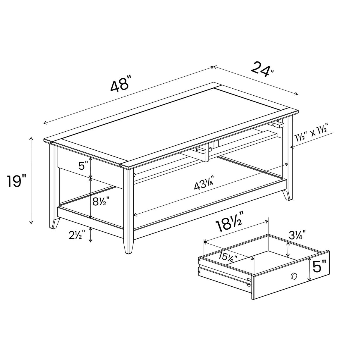 Greenport Coffee Table - Brushed White