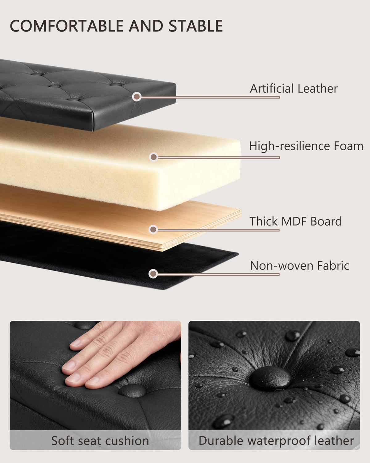 Folding Storage Ottoman Bench
