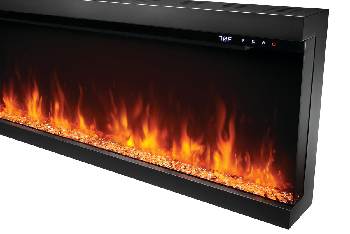 Astound 74 FlexMount Electric Fireplace - NEFL74AB - 74-Inch, Flexible Installation, Built-in or Wall Hanging, Realistic Flames, Wi-Fi Enabled, Voice or App Control, Included Logs and Woodland Kit