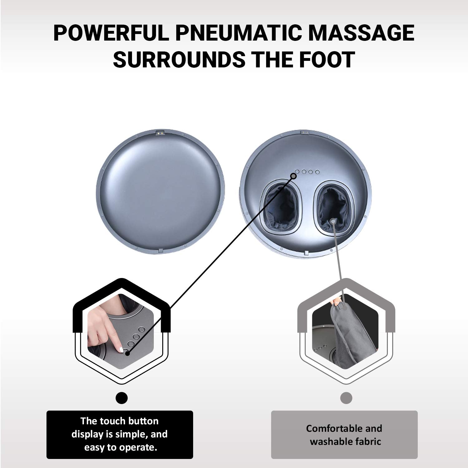 Ottoman Foot Massager by Ottossage, Massaging Ottoman with Removable Lid provides Air Compression, Shiatsu kneading, intense vibration and heat therapy. Extra Powerful with upgraded li-ion battery.