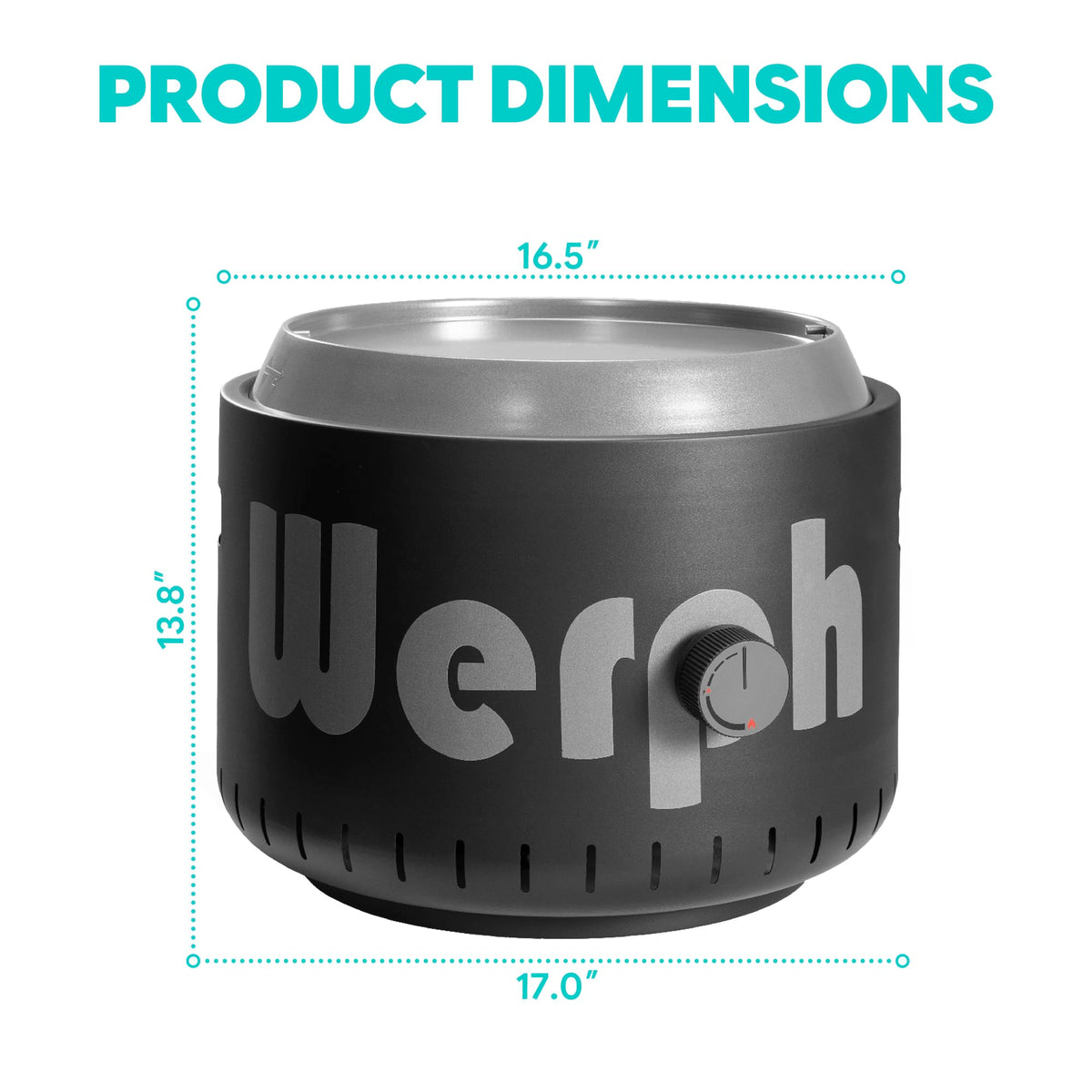 Werph 17‑Inch Portable Propane Fire Pit for Camping, 58,000 BTU, Black