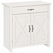 HOMCOM Farmhouse Sideboard Buffet Cabinet Barn Door White Wash