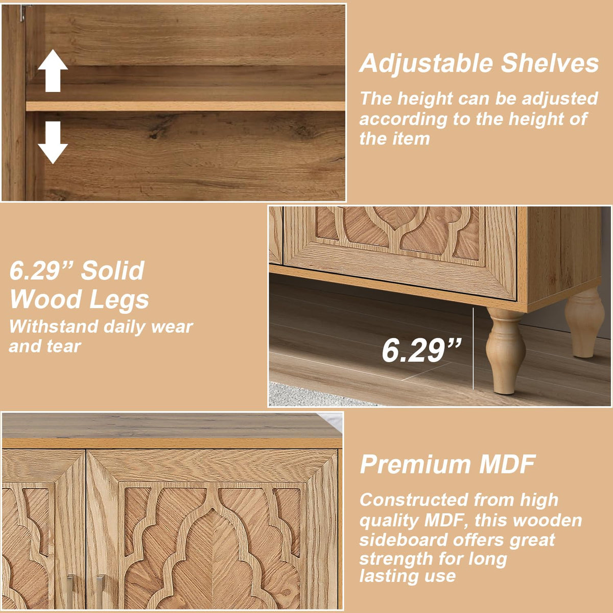 Carved Natural Sideboard