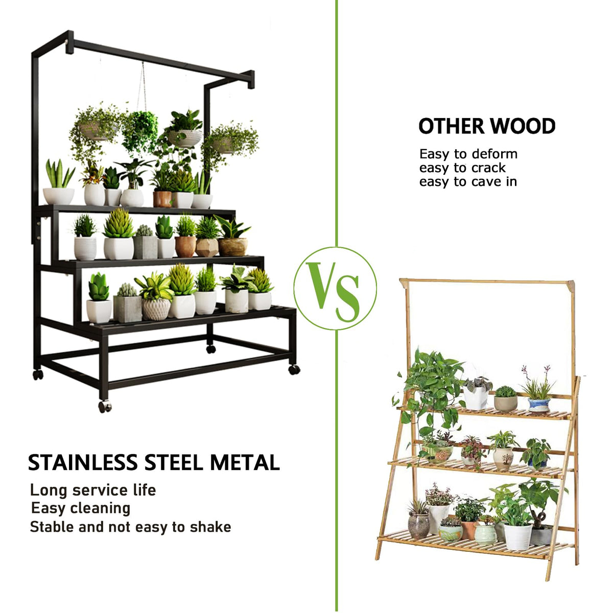 4 Tier Plant Stand on Wheels, 440Lbs Heavy Duty W47" Metal Flower Rack