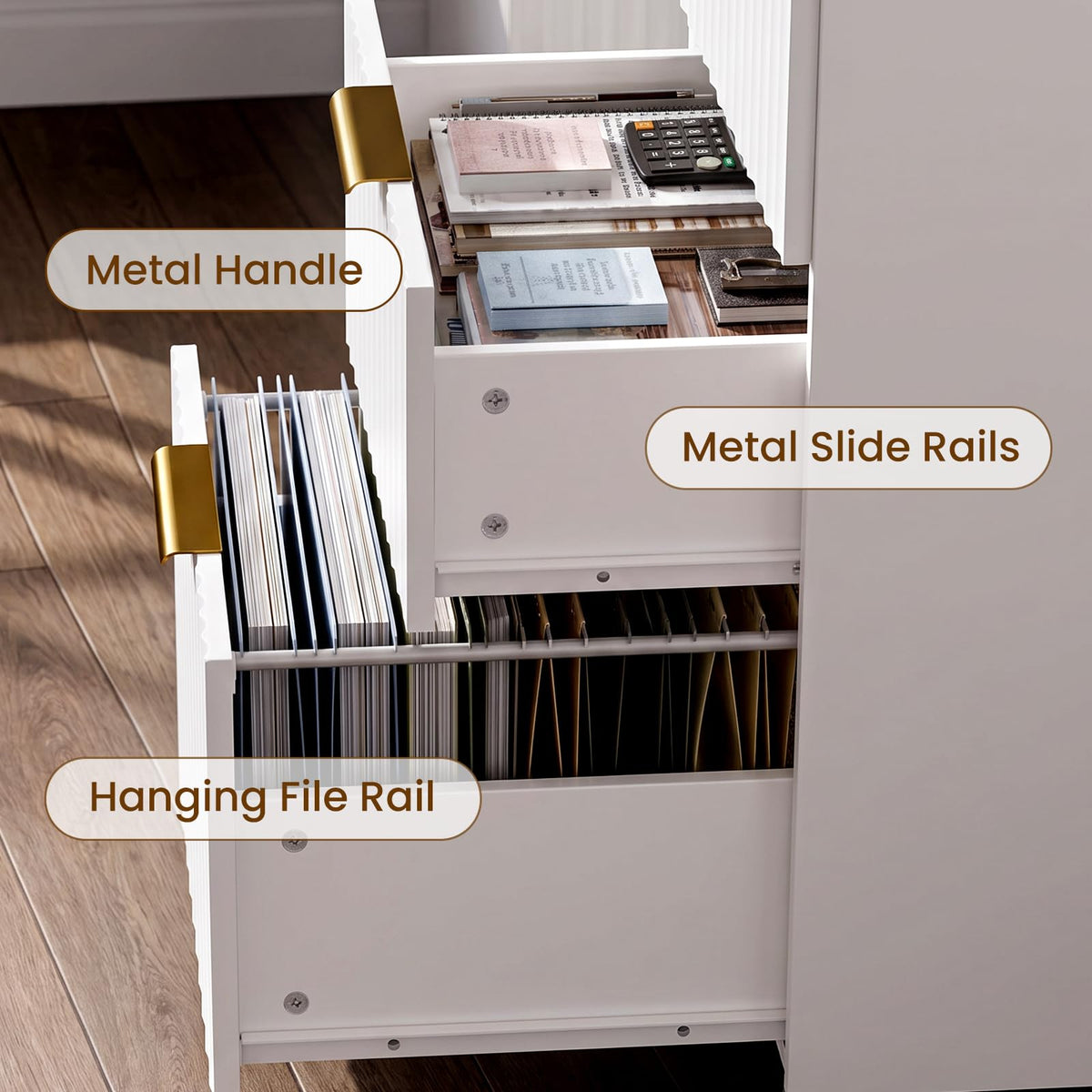 EXPERLAM 3 Drawer Mobile File Cabinet with Lock, Under Desk Filing Cabinets