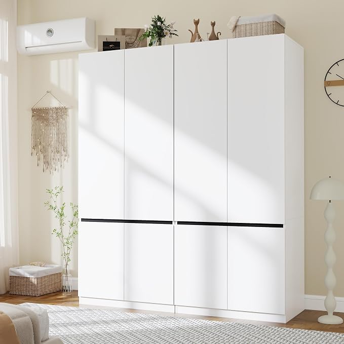 White 4-Door Wardrobe Armoire