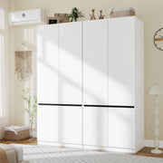 White 4-Door Wardrobe Armoire
