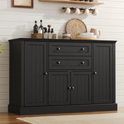 DecoFurn Farmhouse 47" Buffet Cabinet with Storage,Large Sideboard Buffet with Drawers and Adjustable Shelves, Rusitc Coffee Bar Cabinet for Kitchen, Black