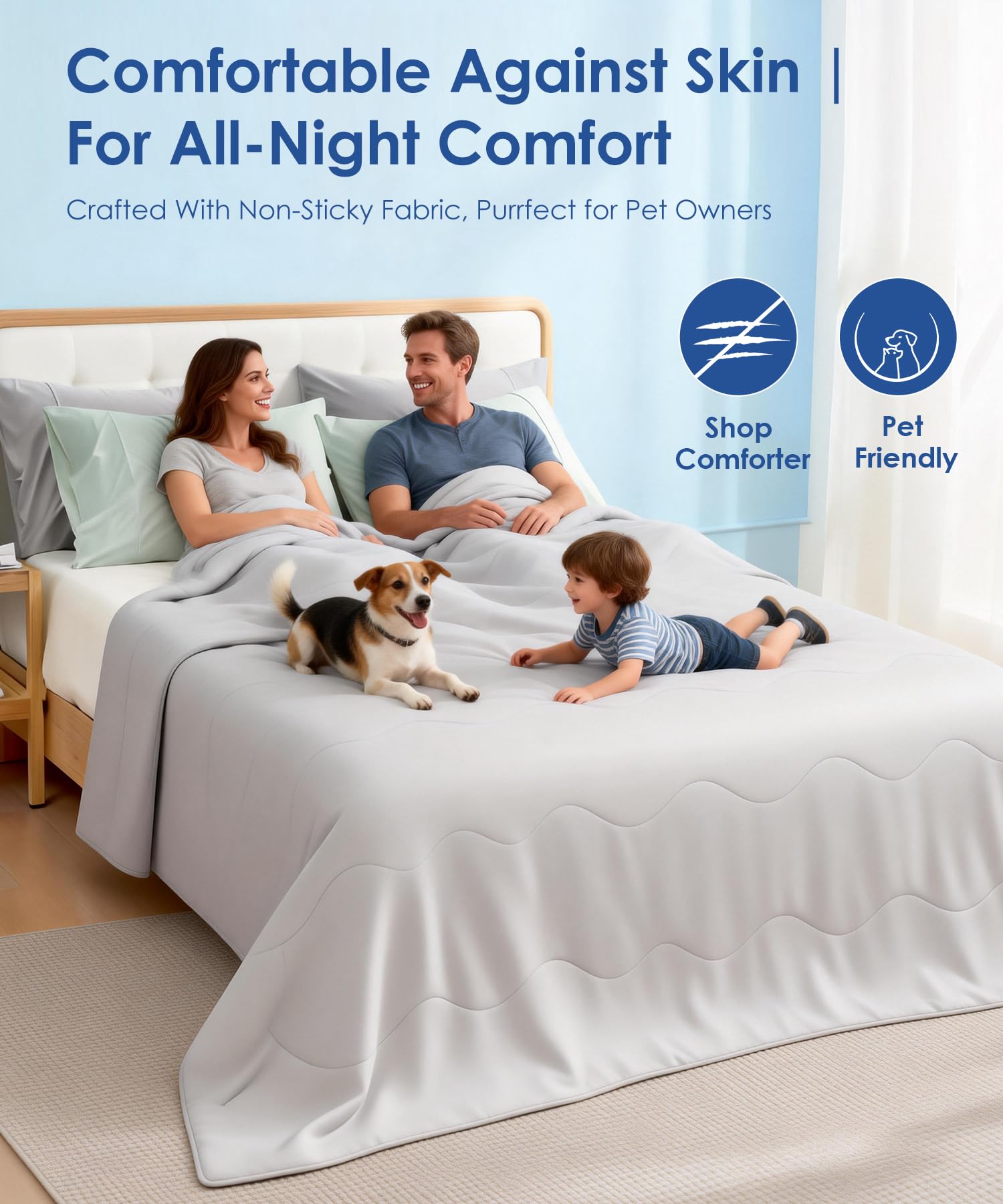 Cooling Blankets for Hot Sleepers King Size/Cal King, Cooling Comforter with Q-Max>0.45 Cooling Fabric, Breathable Soft All-Season Cold Blanket for Night Sweats & Summer, Grey, 106" x90