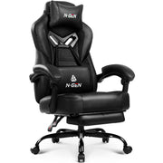 High Back Gaming Chair with Lumbar Support & Footrest