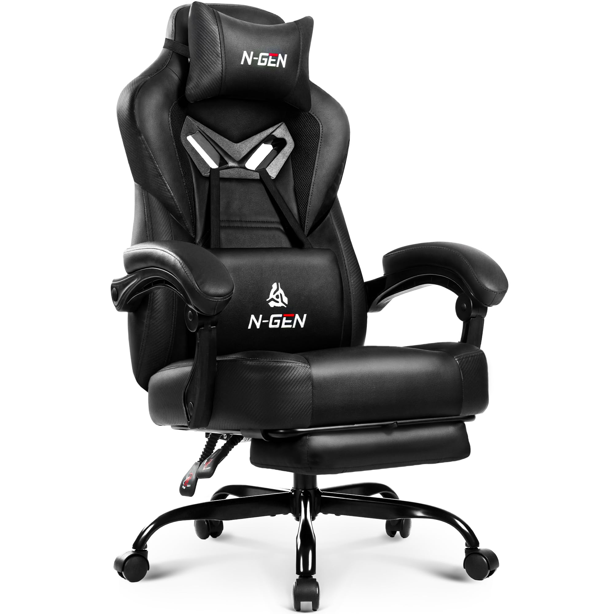 High Back Gaming Chair with Lumbar Support & Footrest