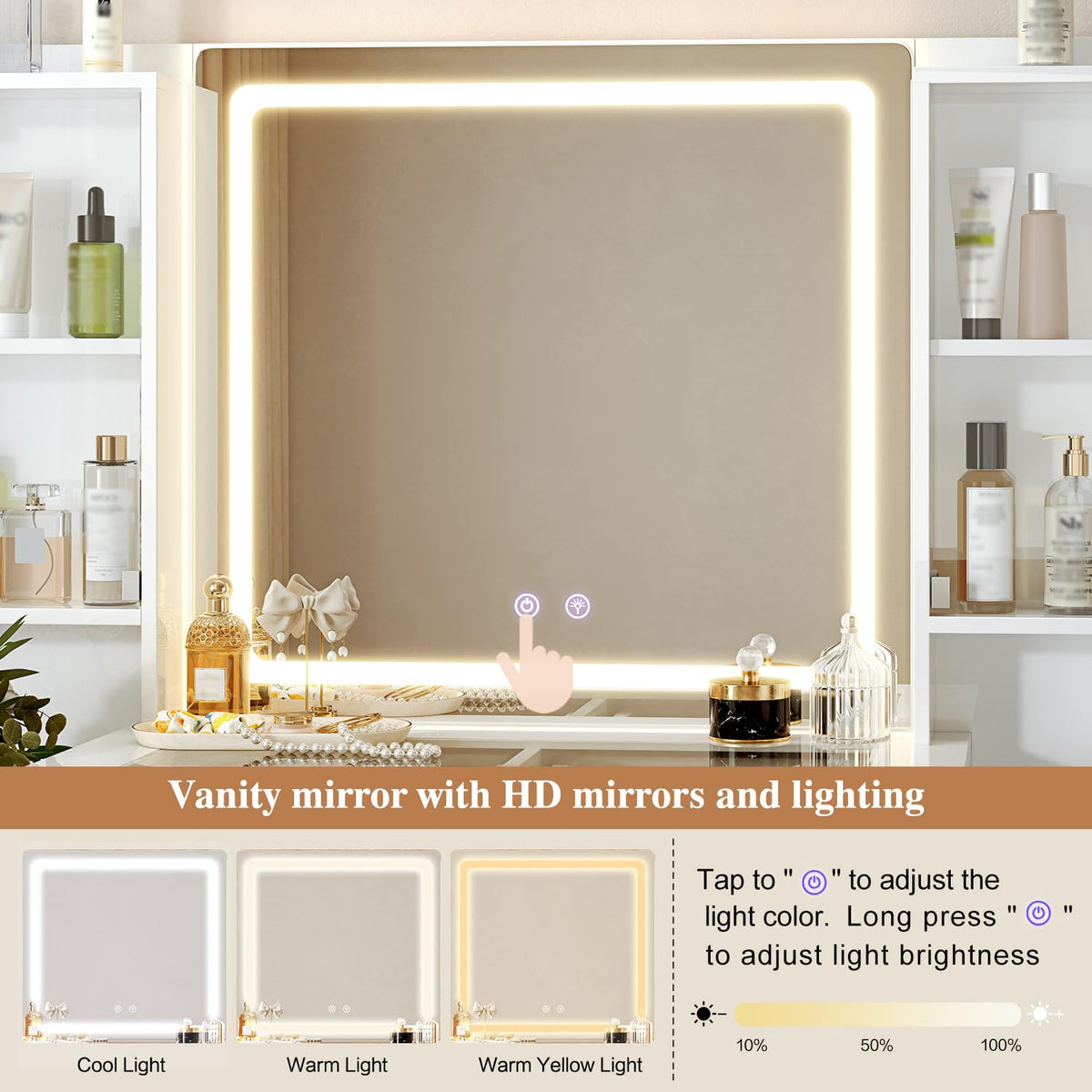 LED Makeup Vanity with 8 Drawers