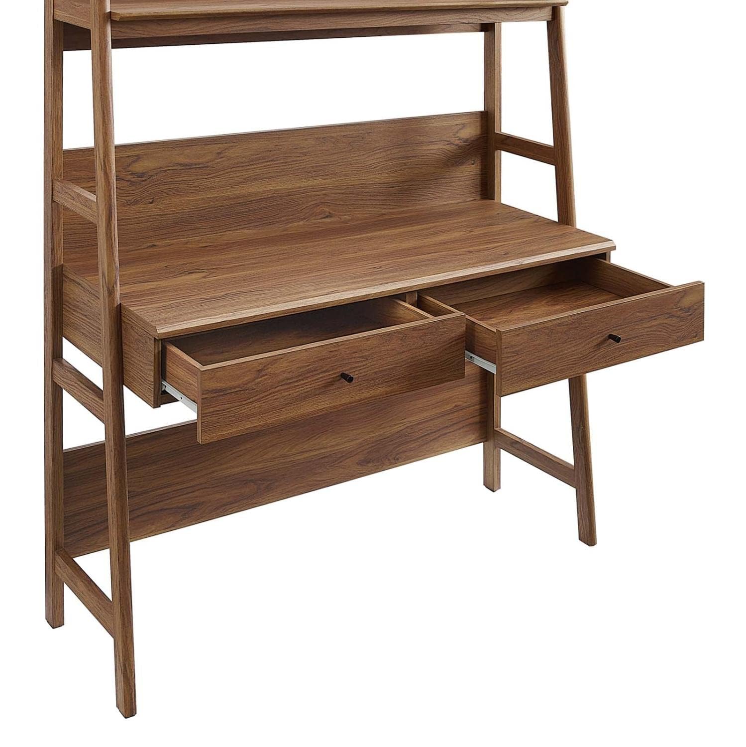 49" Office Desk with Tiered Bookshelf & 2 Drawers