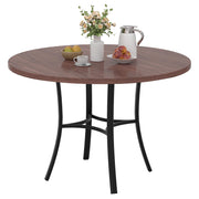 Round Wood-Grain Dining Table
