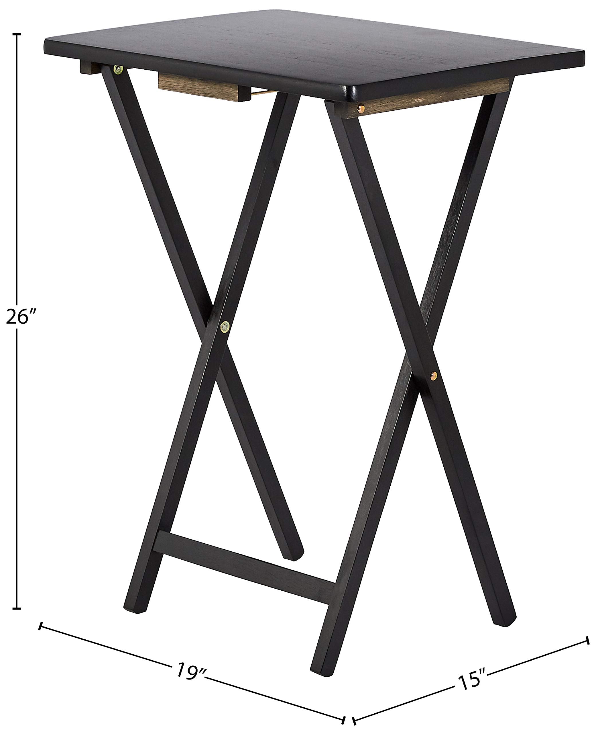 Folding TV Tray Tables with Storage Rack, Set of 4