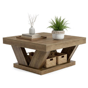 Rustic Square Coffee Table with Storage