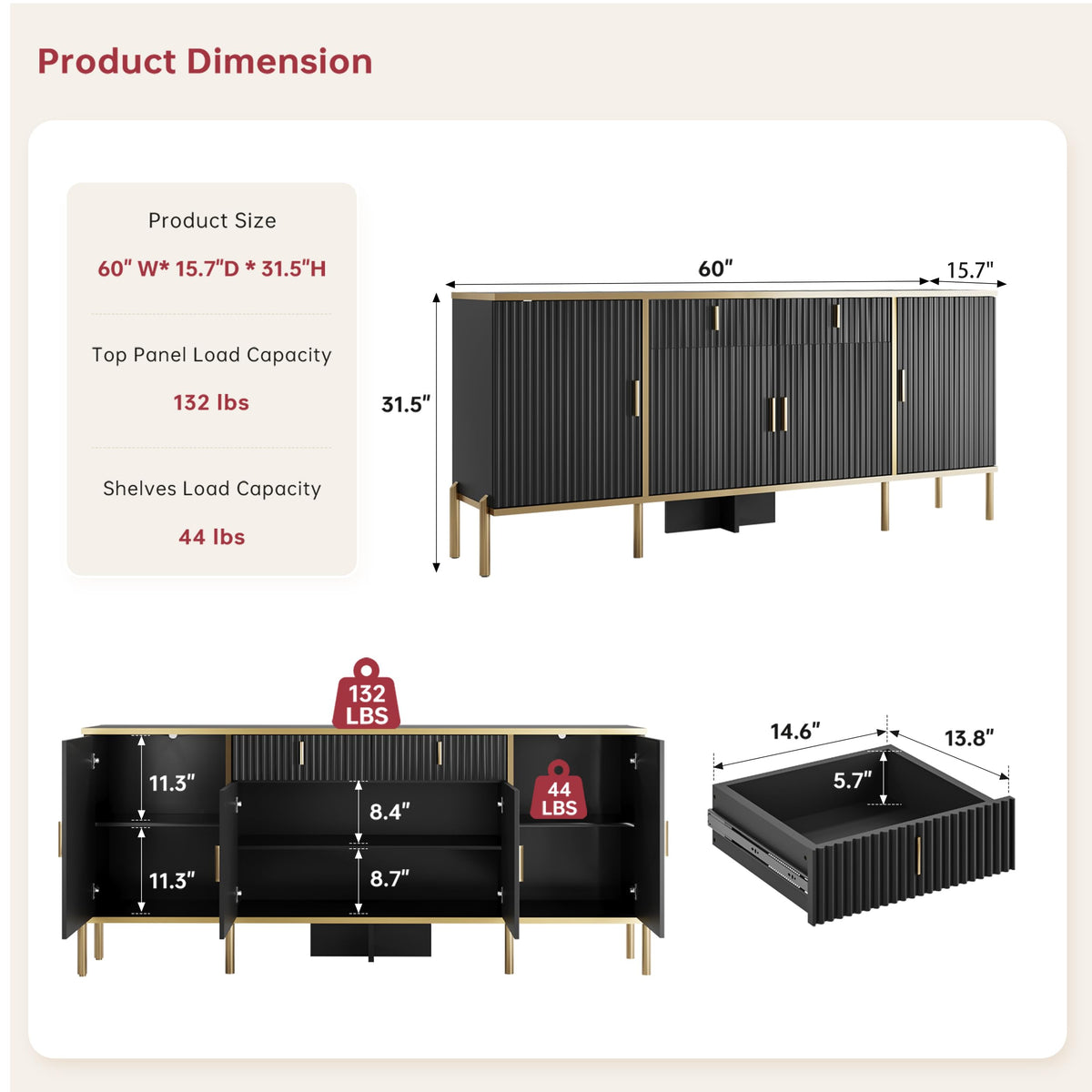 Fluted Buffet Sideboard
