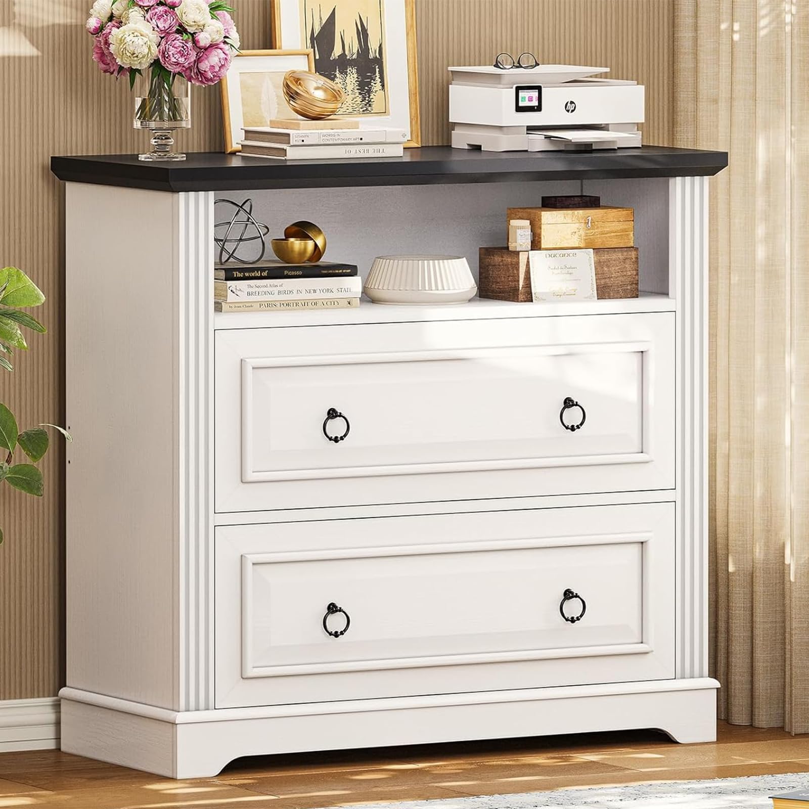 2-Drawer Lateral File Cabinet with Printer Stand