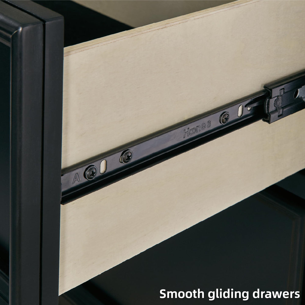 Black Two-Drawer Farmhouse Nightstand