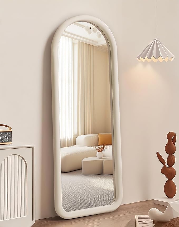 Arched Full Length Mirror with Velvet Frame