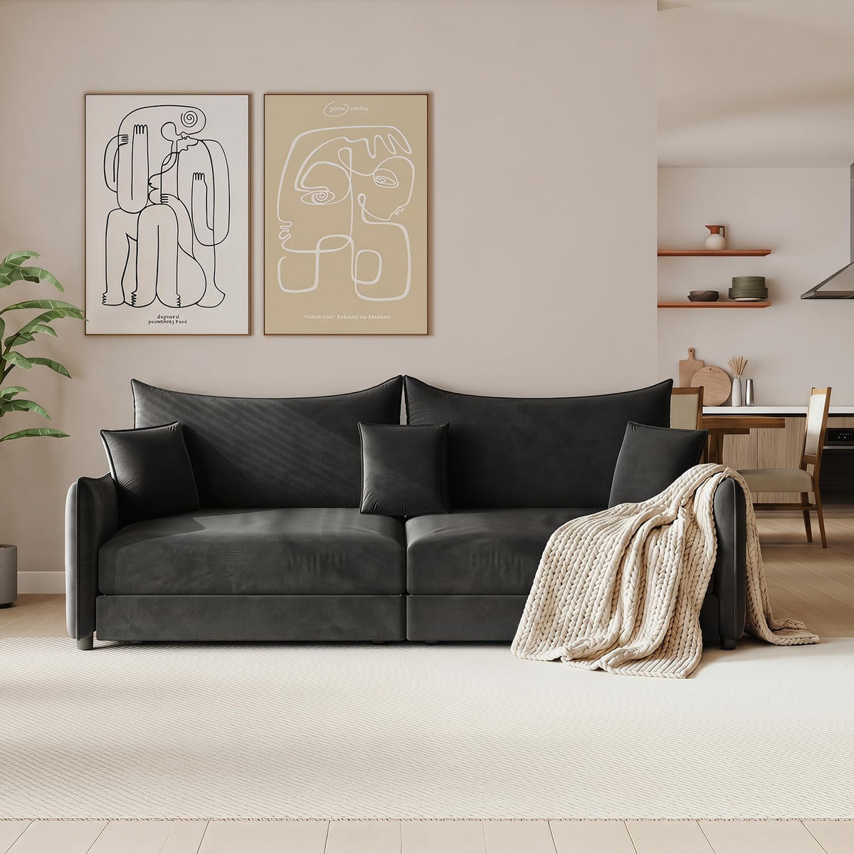 Velvet Convertible Sofa Bed