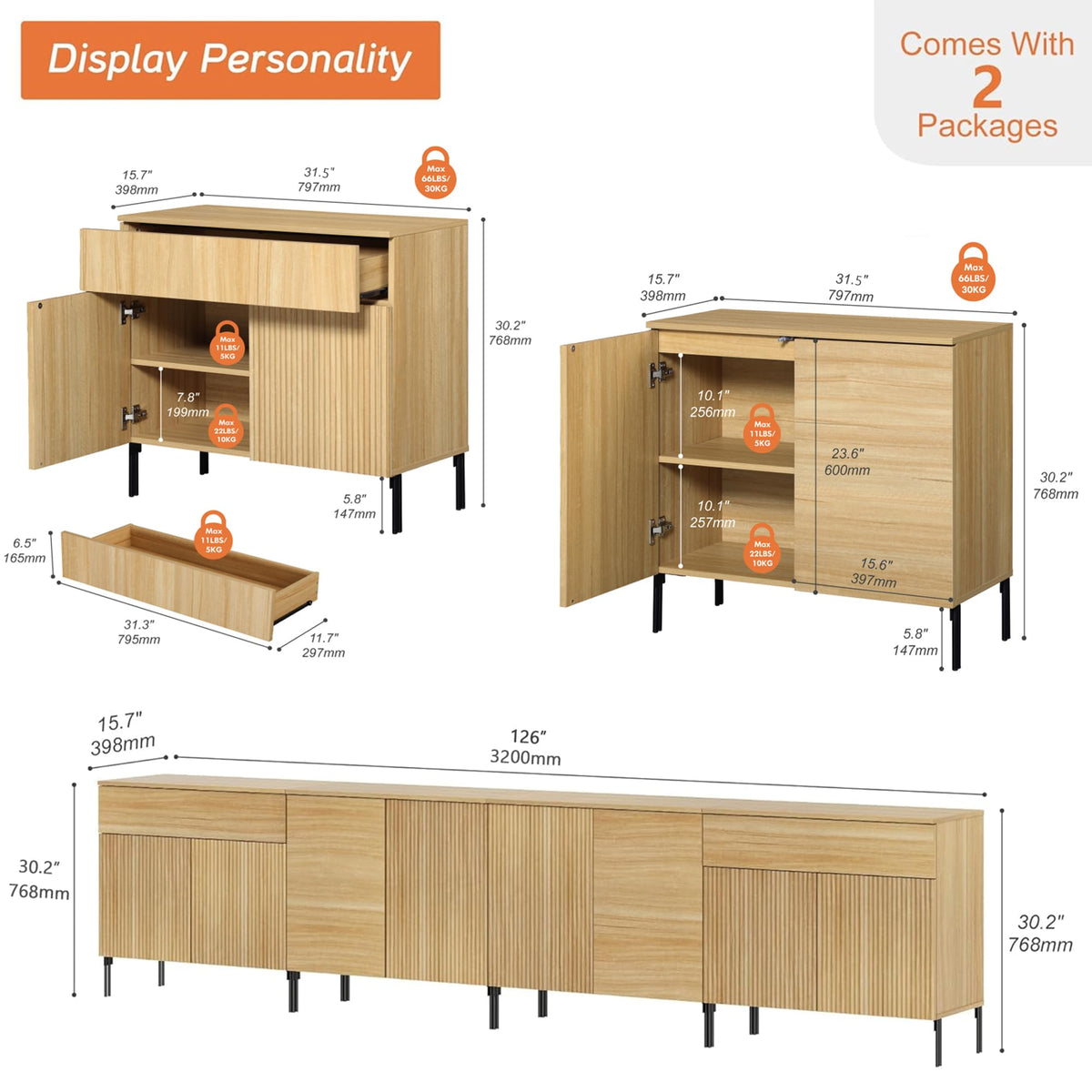 Modular Fluted TV Stand