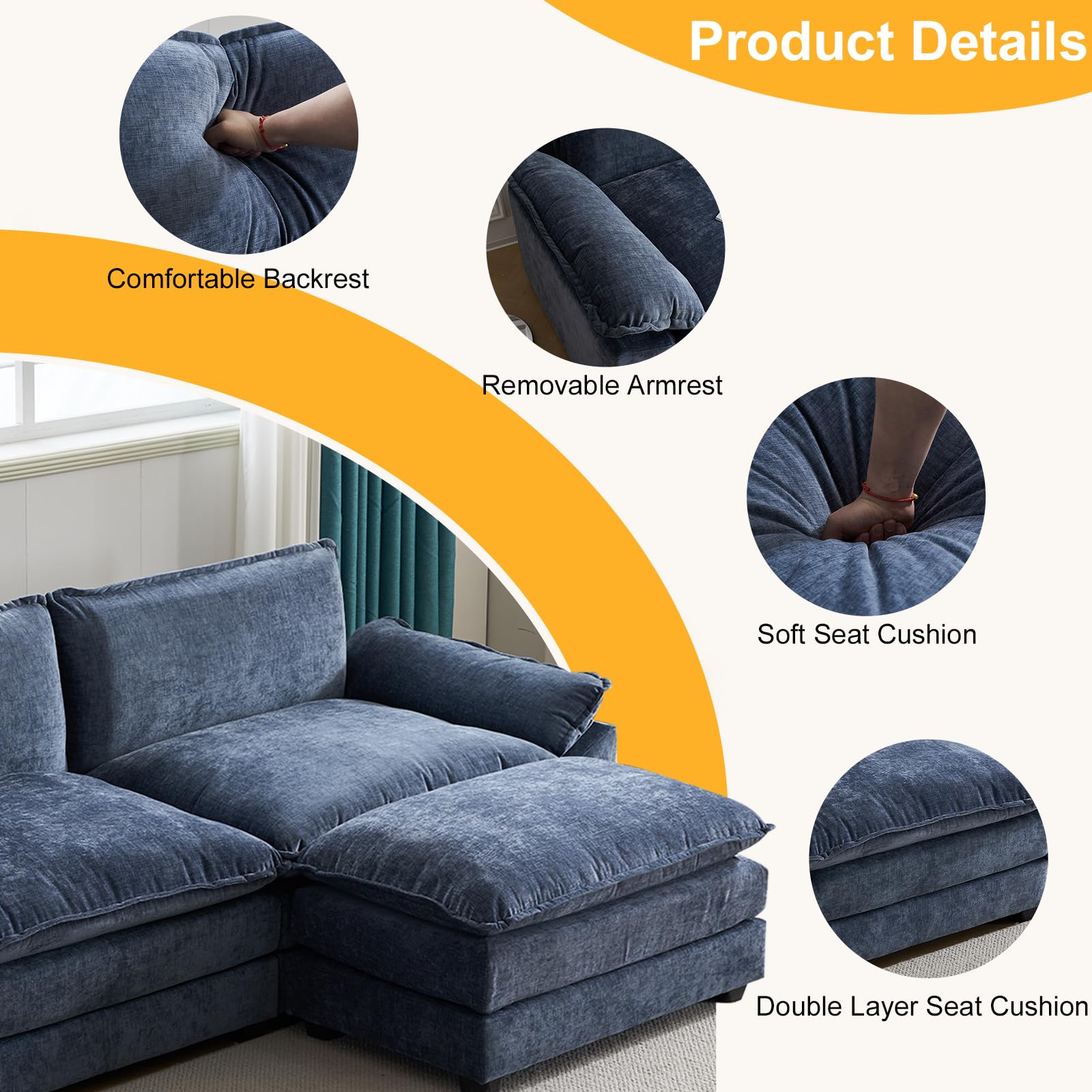 Modular Sectional Sofa with Ottoman
