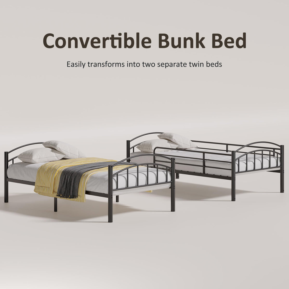 Convertible Twin Metal Bunk Bed