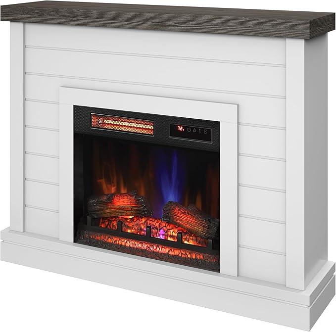 Shiplap Wall Mantel Electric Fireplace