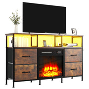 Fireplace TV Stand with Drawers & LED Lights